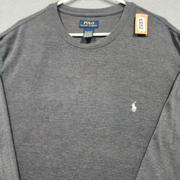 Polo Ralph Lauren Shirt Sweater Pullover Mens XL Gray Long Sleeve White Pony Vtg - Picture 4 of 16